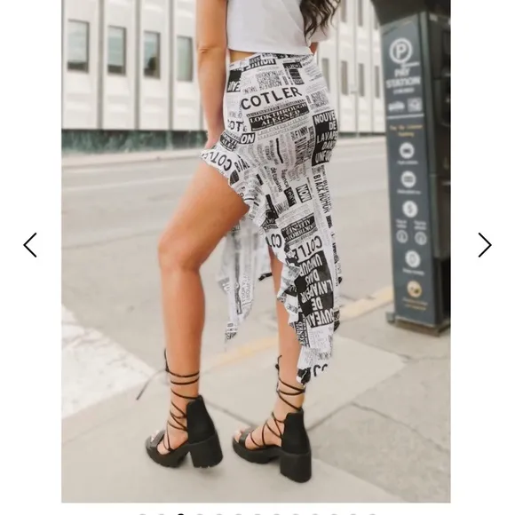 Delayne Dixon Newspaper Cascade Skirt