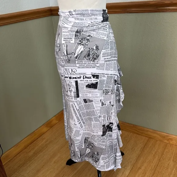 Delayne Dixon Newspaper Cascade Skirt