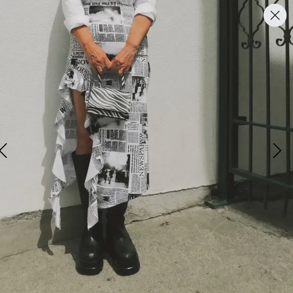 Delayne Dixon Newspaper Cascade Skirt