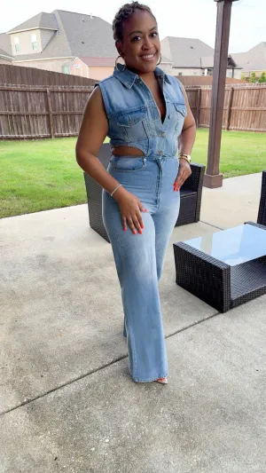 Denim Cutout Jumpsuit