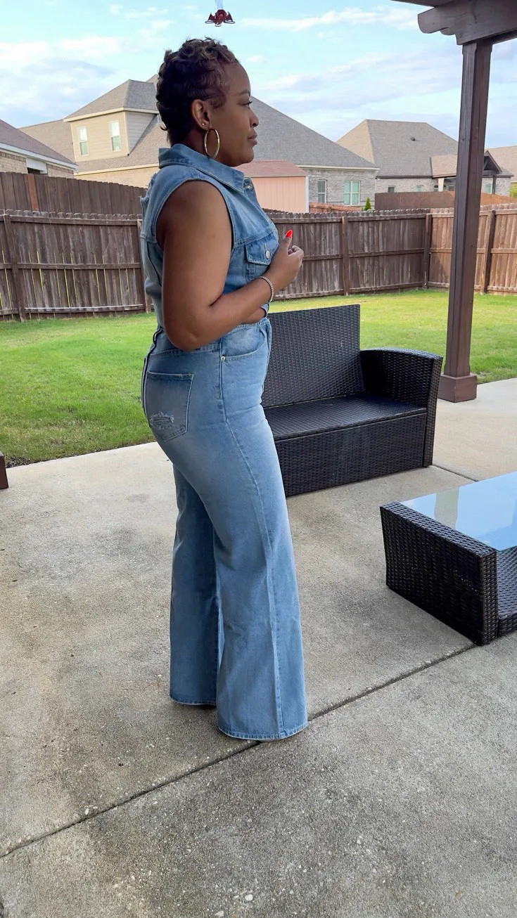 Denim Cutout Jumpsuit