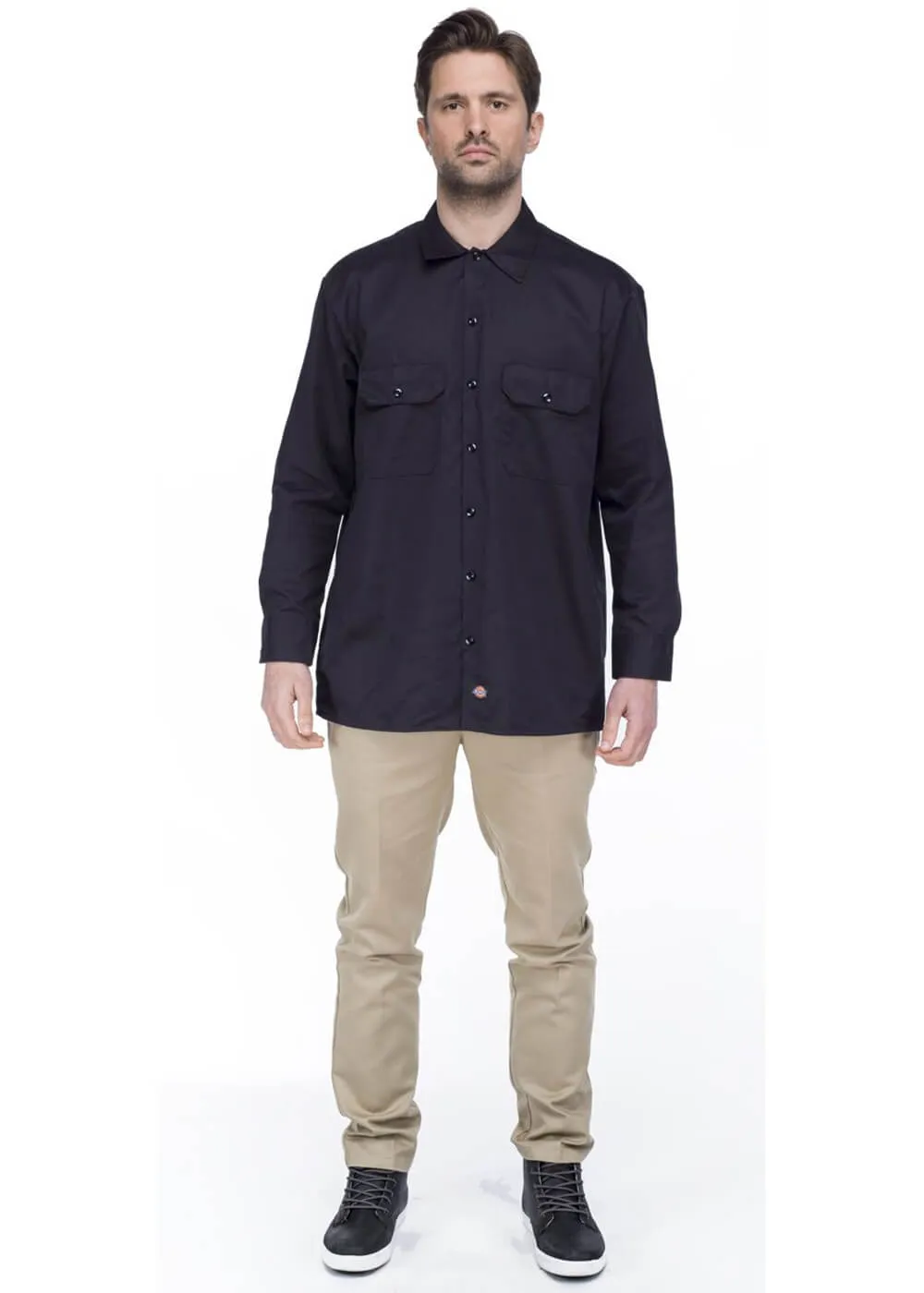 Dickies Mens Long Sleeve Work Shirt Black