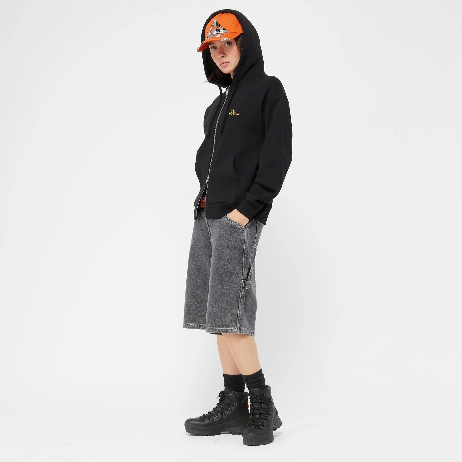 Dime Men Cursive Small Logo Zip-Hoodie Black