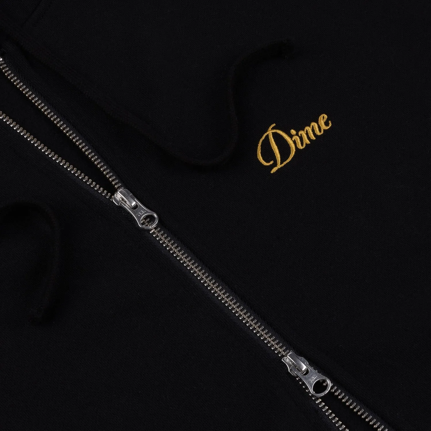 Dime Men Cursive Small Logo Zip-Hoodie Black