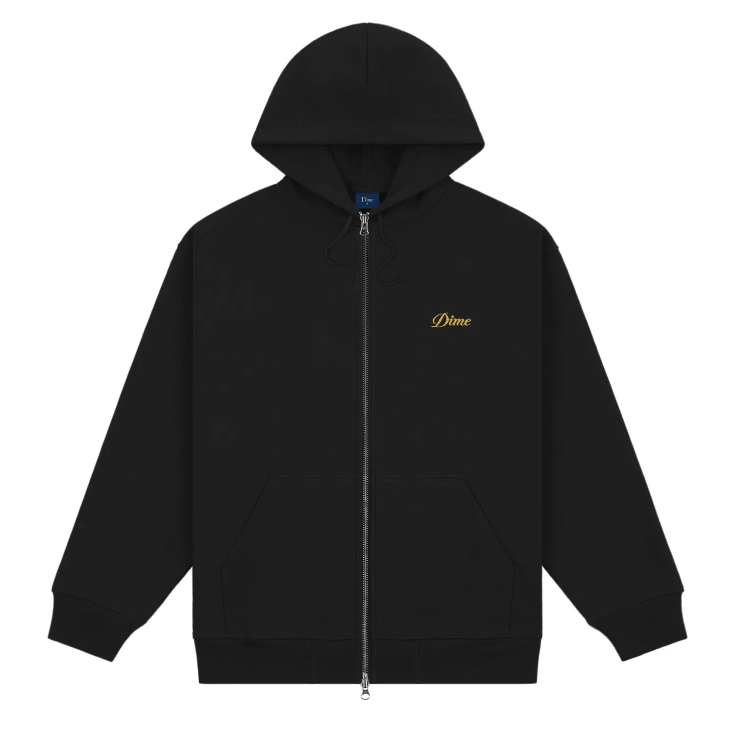 Dime Men Cursive Small Logo Zip-Hoodie Black