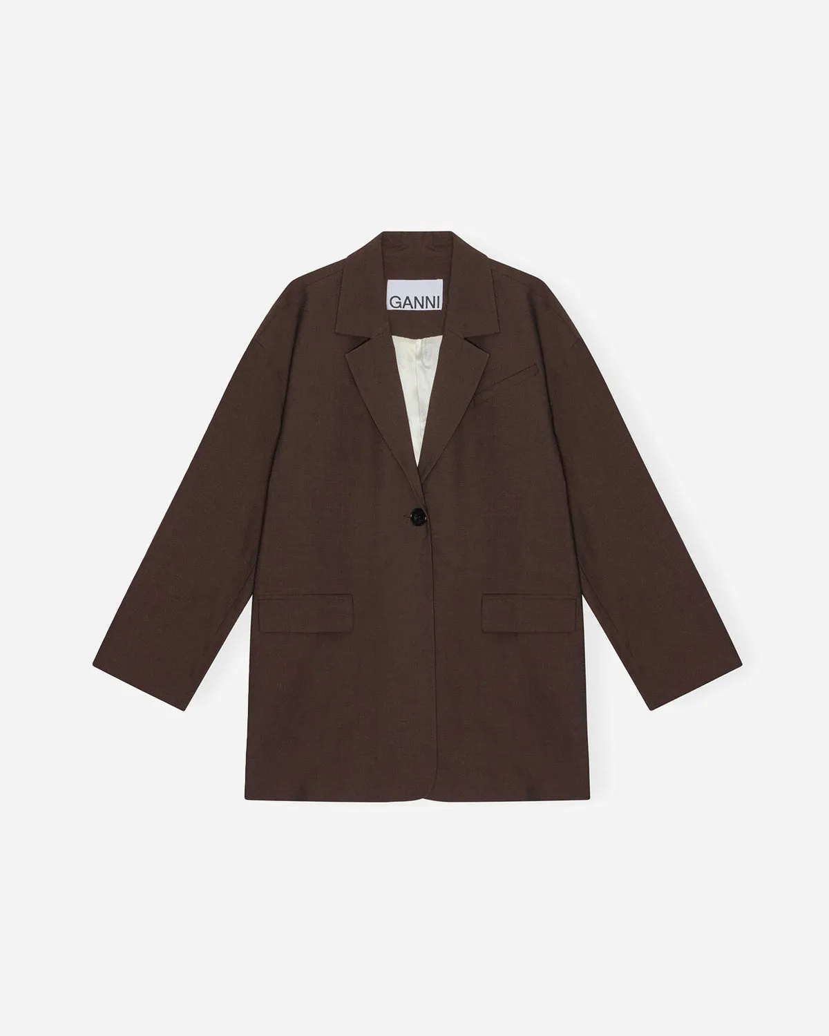 Drapey Melange Dropped Shoulder Boxy Blazer - Mole
