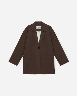 Drapey Melange Dropped Shoulder Boxy Blazer - Mole