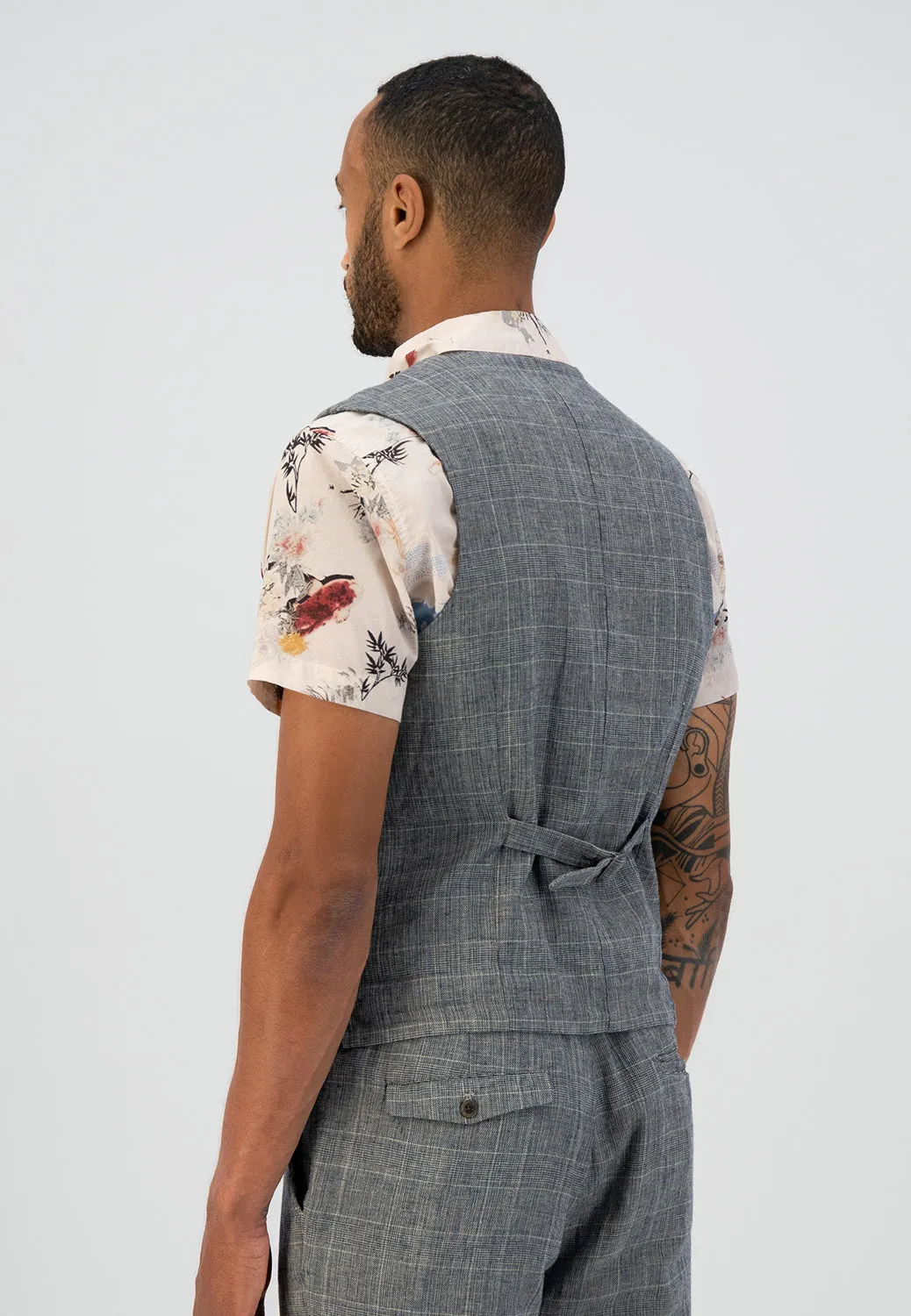 DSTREZZED CHECK ON LINEN GILET 121222