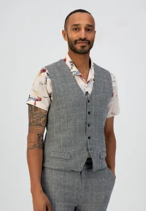 DSTREZZED CHECK ON LINEN GILET 121222