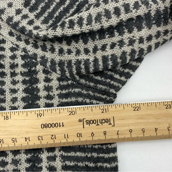 EILEEN FISHER Ash Gray Sleek Tencel Merino Wool Plaid Knit Boxy Sweater Large