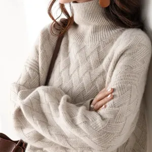 Elarise™ - Braided Turtleneck Sweater
