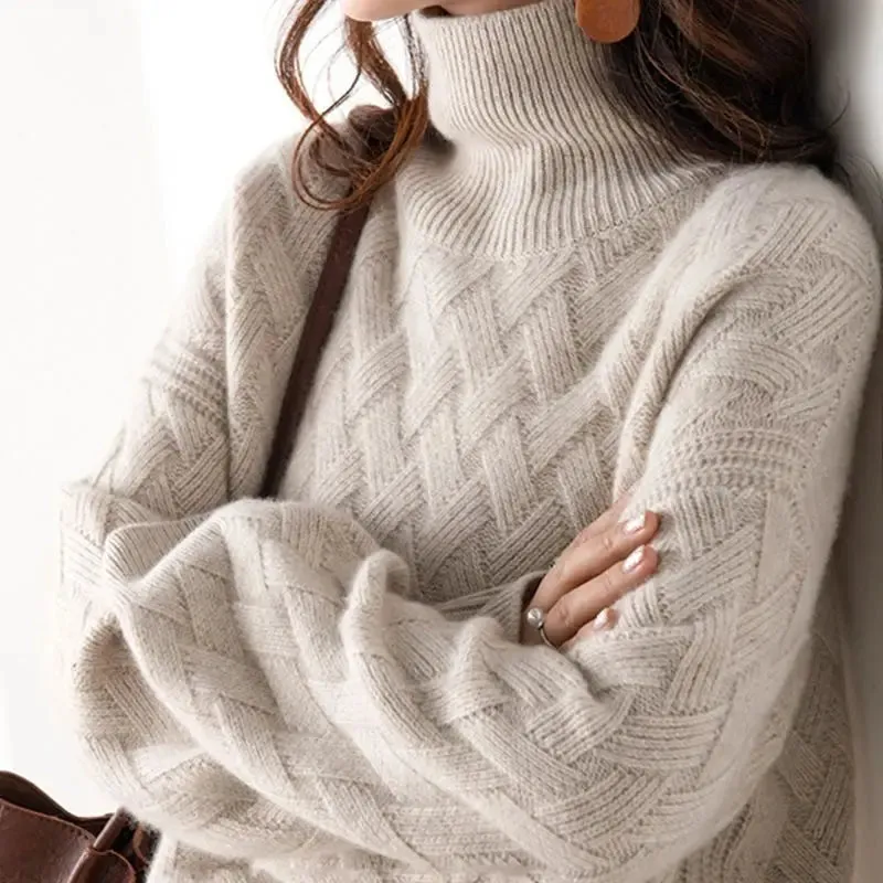 Elarise™ - Braided Turtleneck Sweater