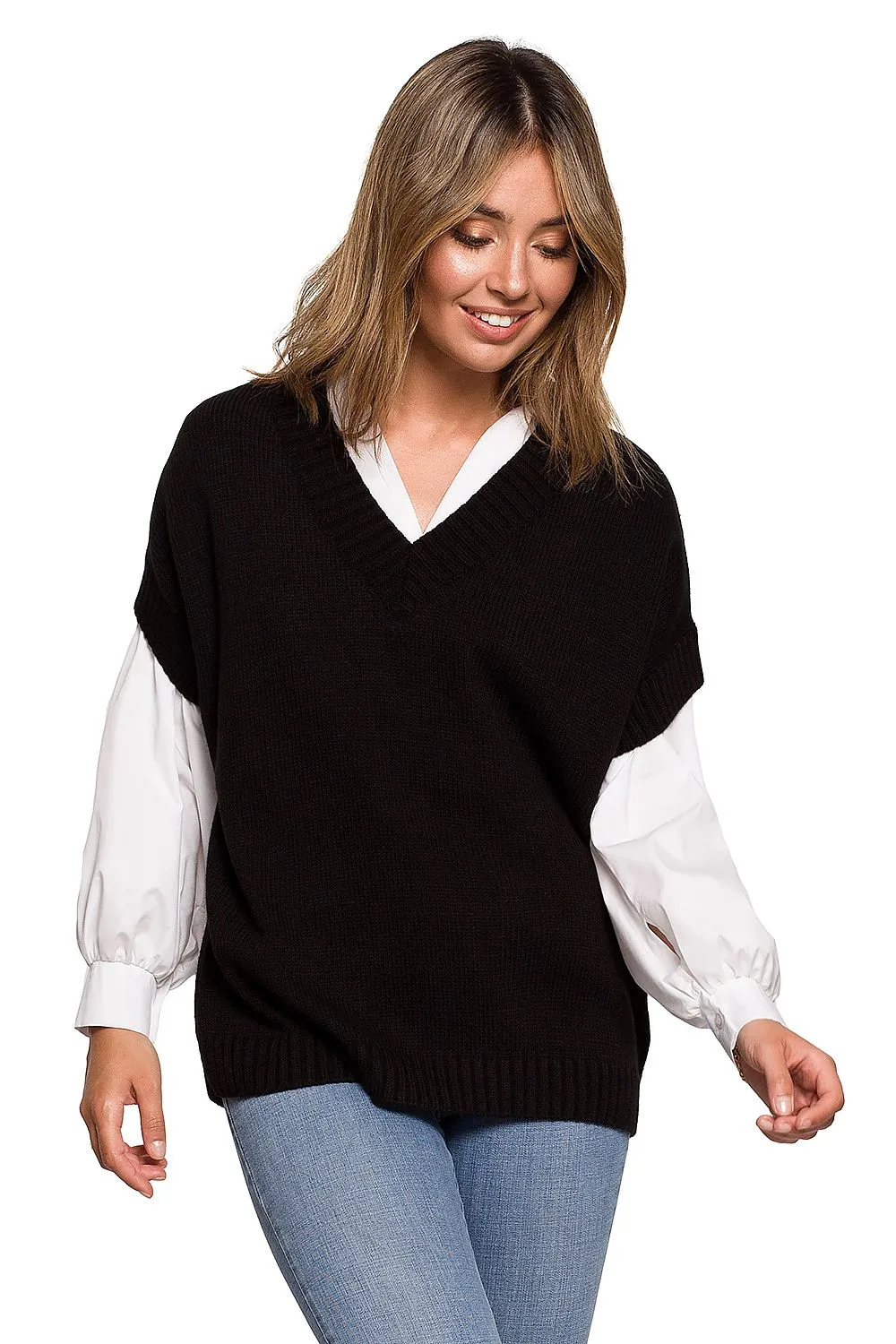Elegant Loose-Cut Knit Gilet
