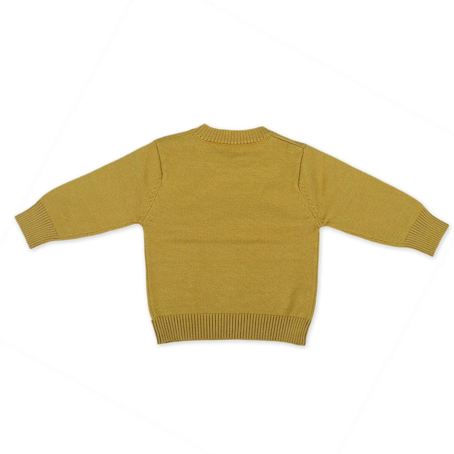 Elephant With 3D Ear Premium Full Sleeves Knitted Sweater - Mustard