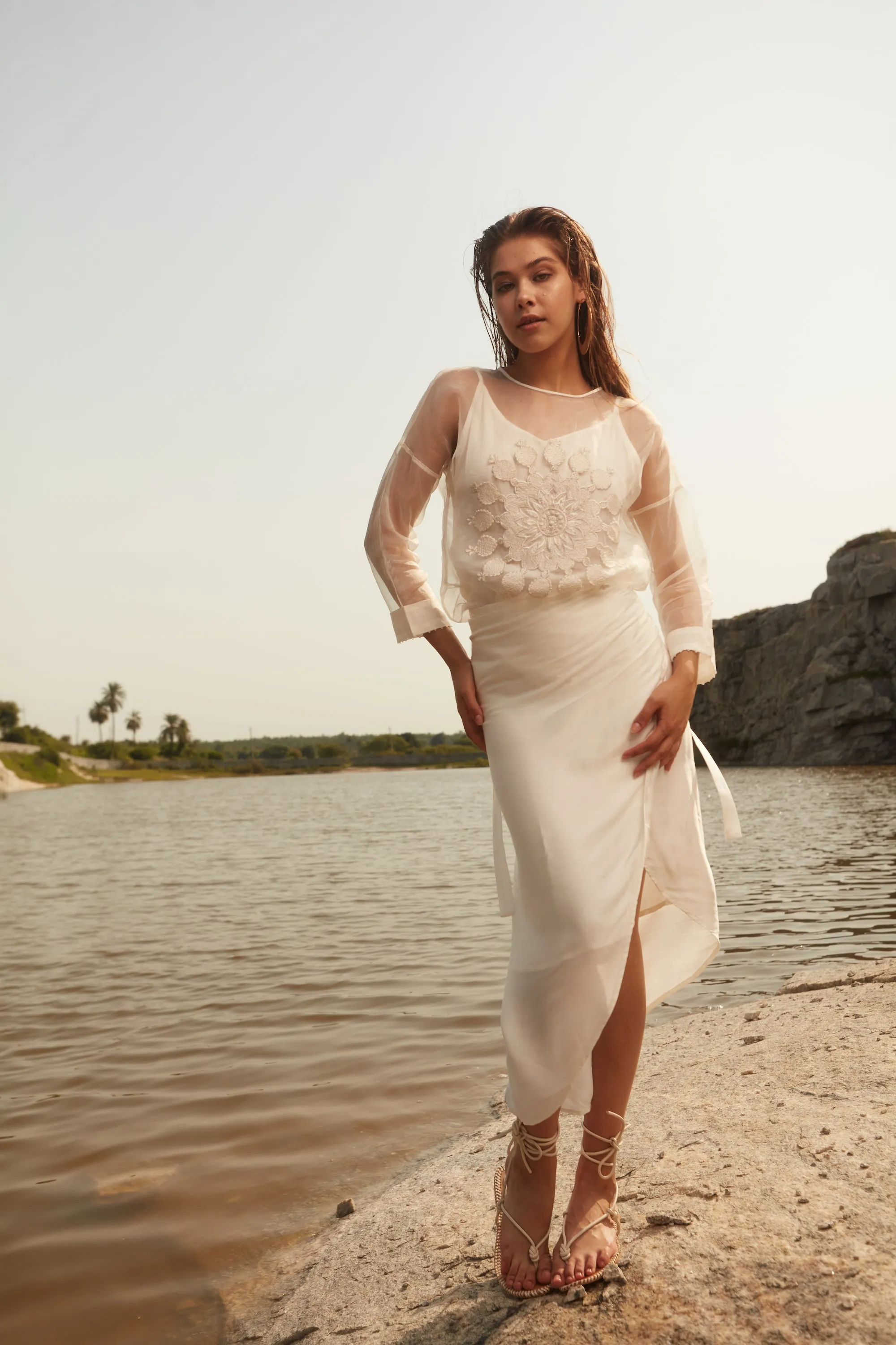 Embroidered Organza Top