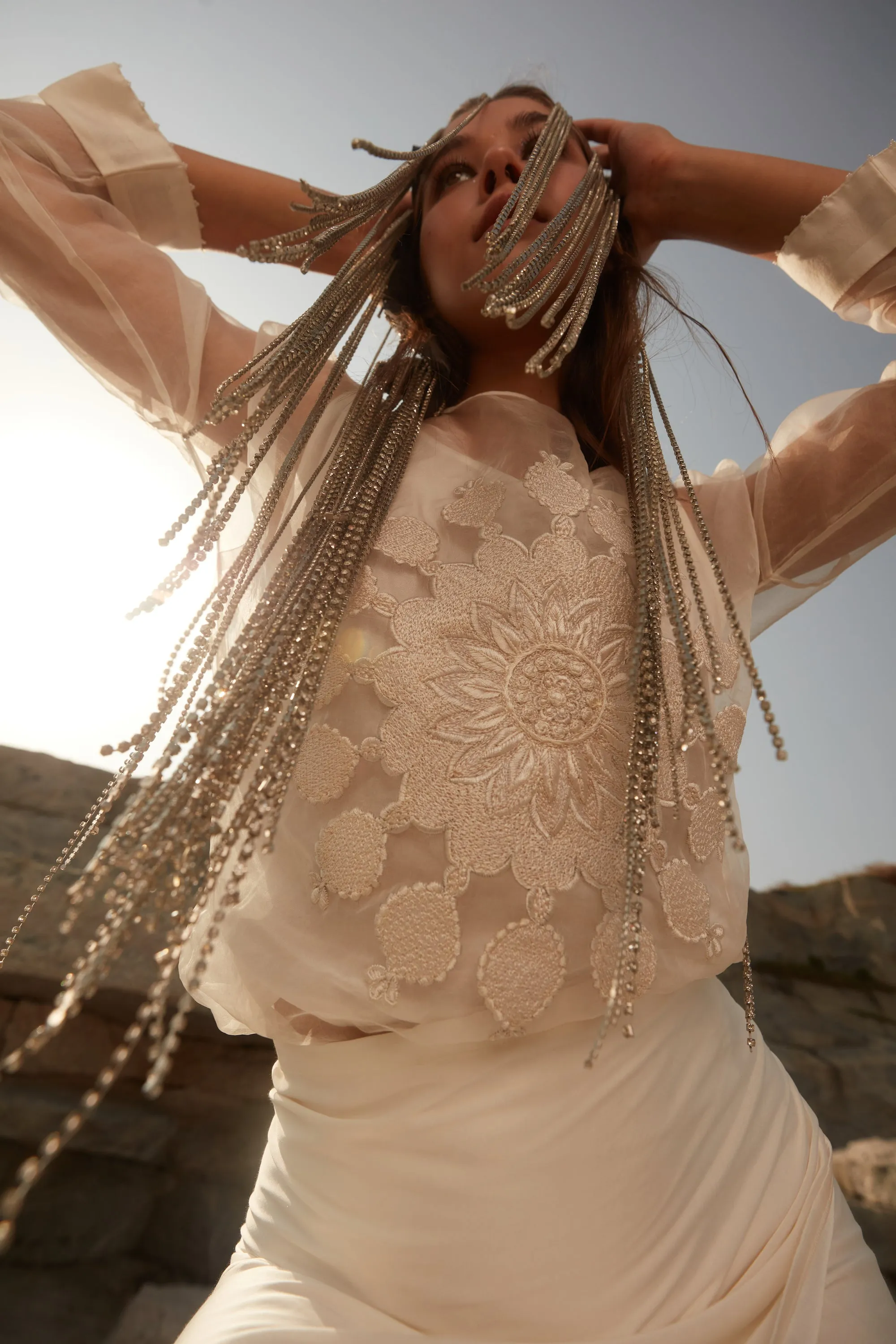 Embroidered Organza Top