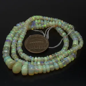 Fire Ethiopian Opal Smooth Rondelle Gemstone Beads 6inches 4.5mm 5.5mm