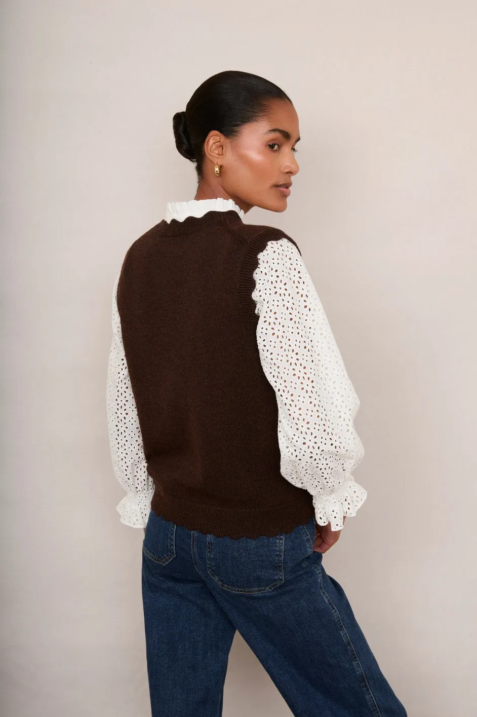 Fleurine Scallop Tank - Chocolate