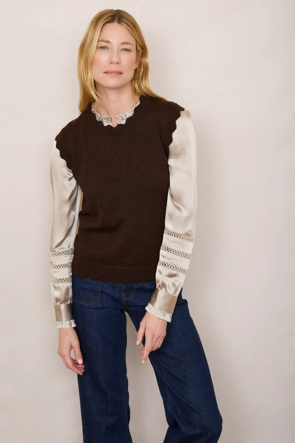Fleurine Scallop Tank - Chocolate
