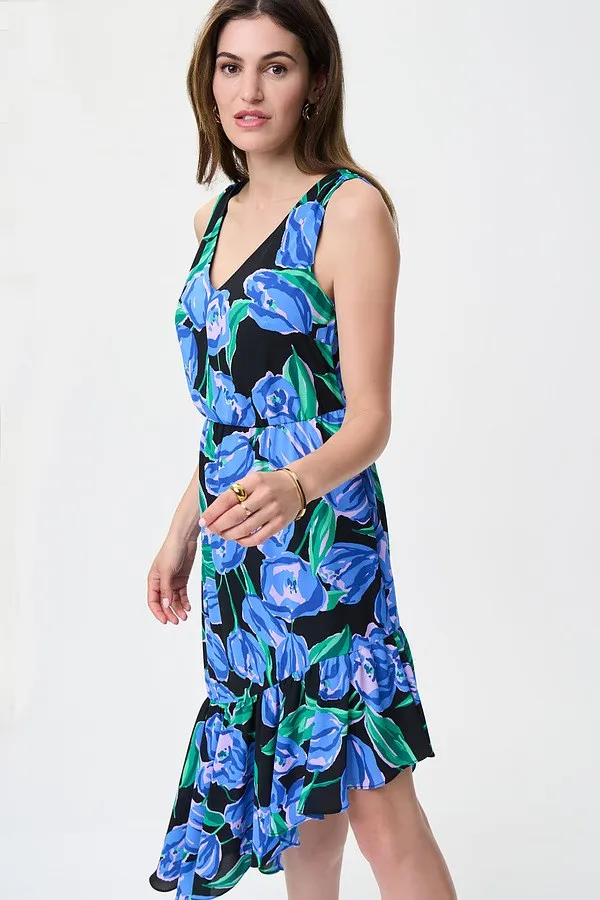 Floral Asymmetrical Hem Dress Style 231185