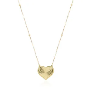Fluted Gold Single Heart Necklace