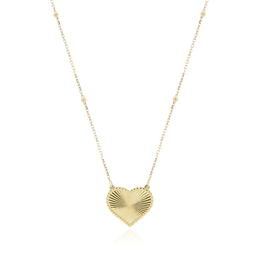 Fluted Gold Single Heart Necklace