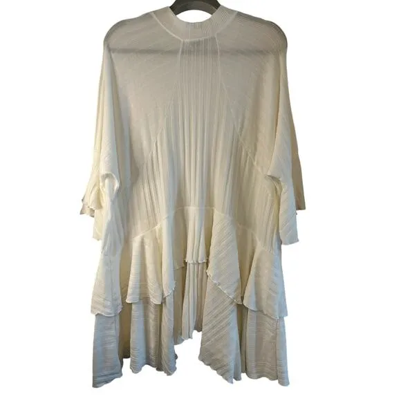 FP Beach Ivory Sweet Rose Ribbed Ruffle Tunic - Size S