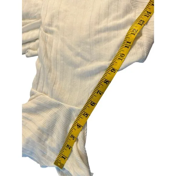 FP Beach Ivory Sweet Rose Ribbed Ruffle Tunic - Size S