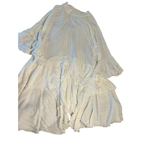 FP Beach Ivory Sweet Rose Ribbed Ruffle Tunic - Size S