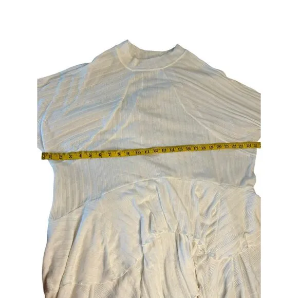 FP Beach Ivory Sweet Rose Ribbed Ruffle Tunic - Size S