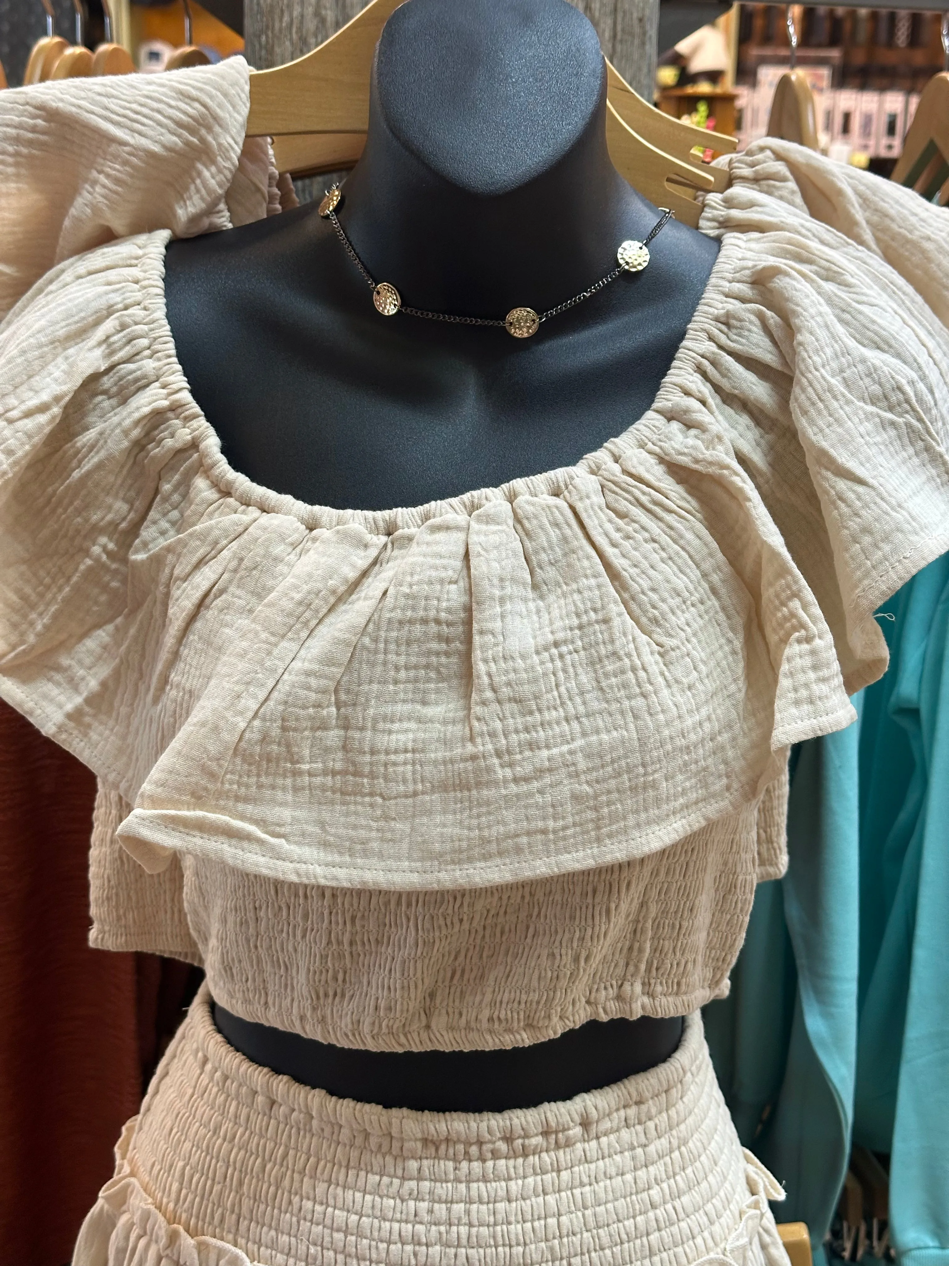 Gauze Off Shoulder Top