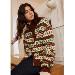 Geometric Zip Cardigan