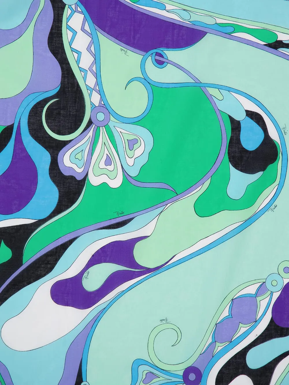 Green and Lilac Orchidee-Print Cotton Wrap Skirt