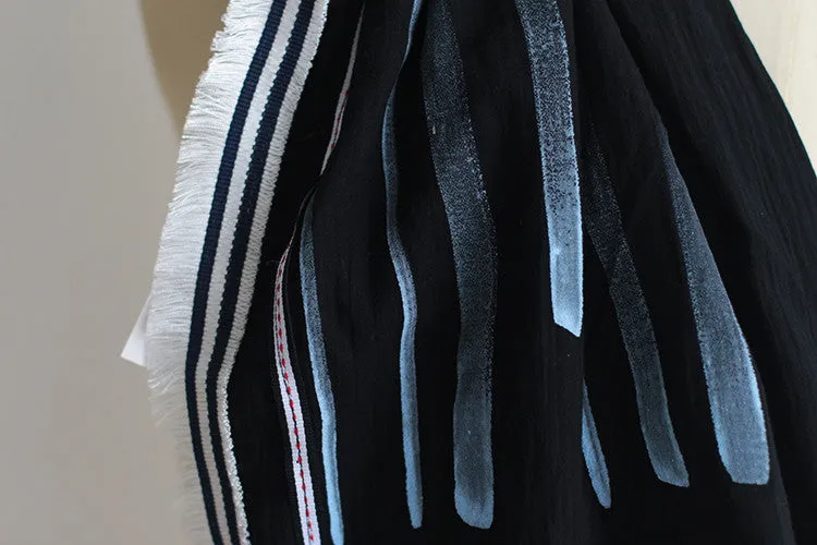 Hand Painted Lightwieght Cotton Scarves Black