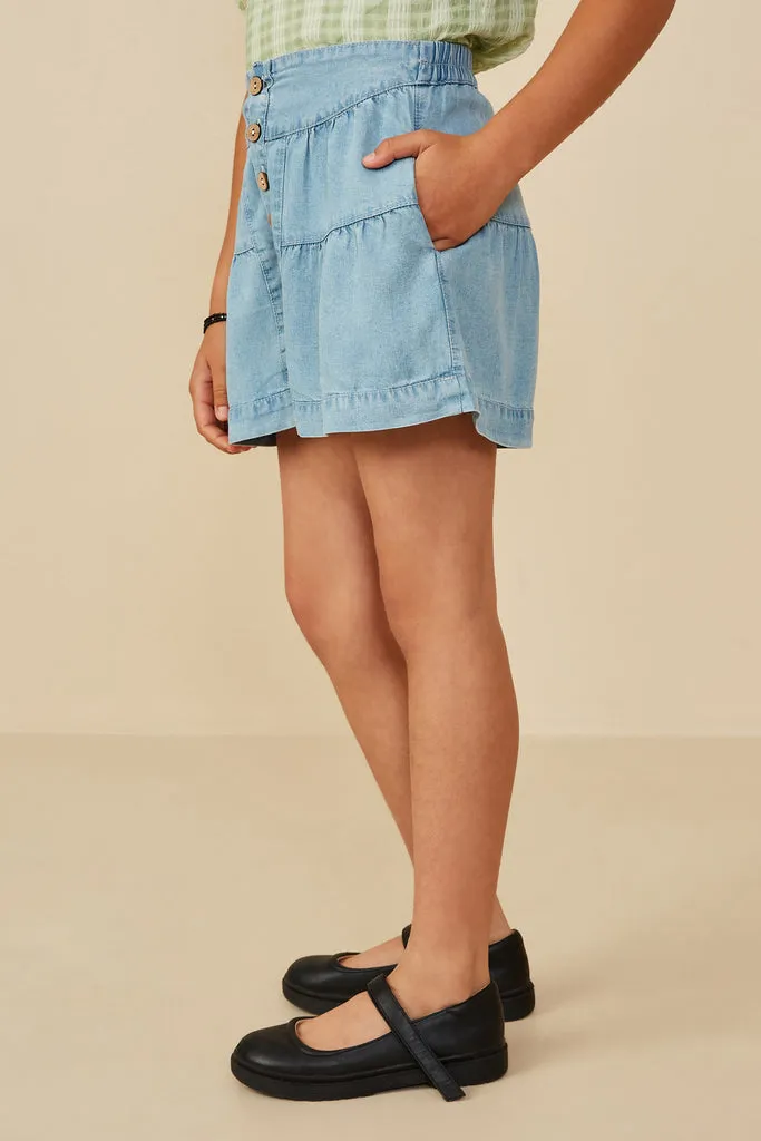 Hayden Button Wideleg Tencel Shorts
