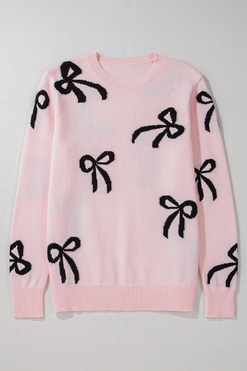 Hazel Blues® |  Bow Pattern Round Neck Loose Fit Sweater