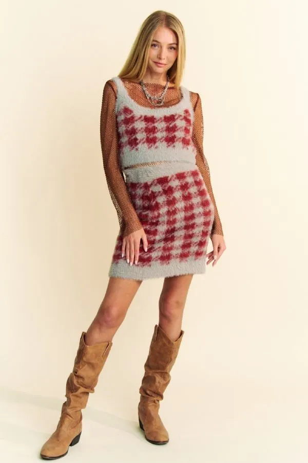 Hazel Blues® |  Davi & Dani Scoop Neck Wide Strap Top and Skirt Sweater Set