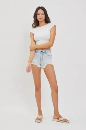 High-Rise Fray Hem Shorts - Trendy & Casual Summer Essential