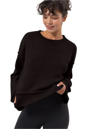 HYFVE Round Neck Dropped Shoulder Ribbed Sweater