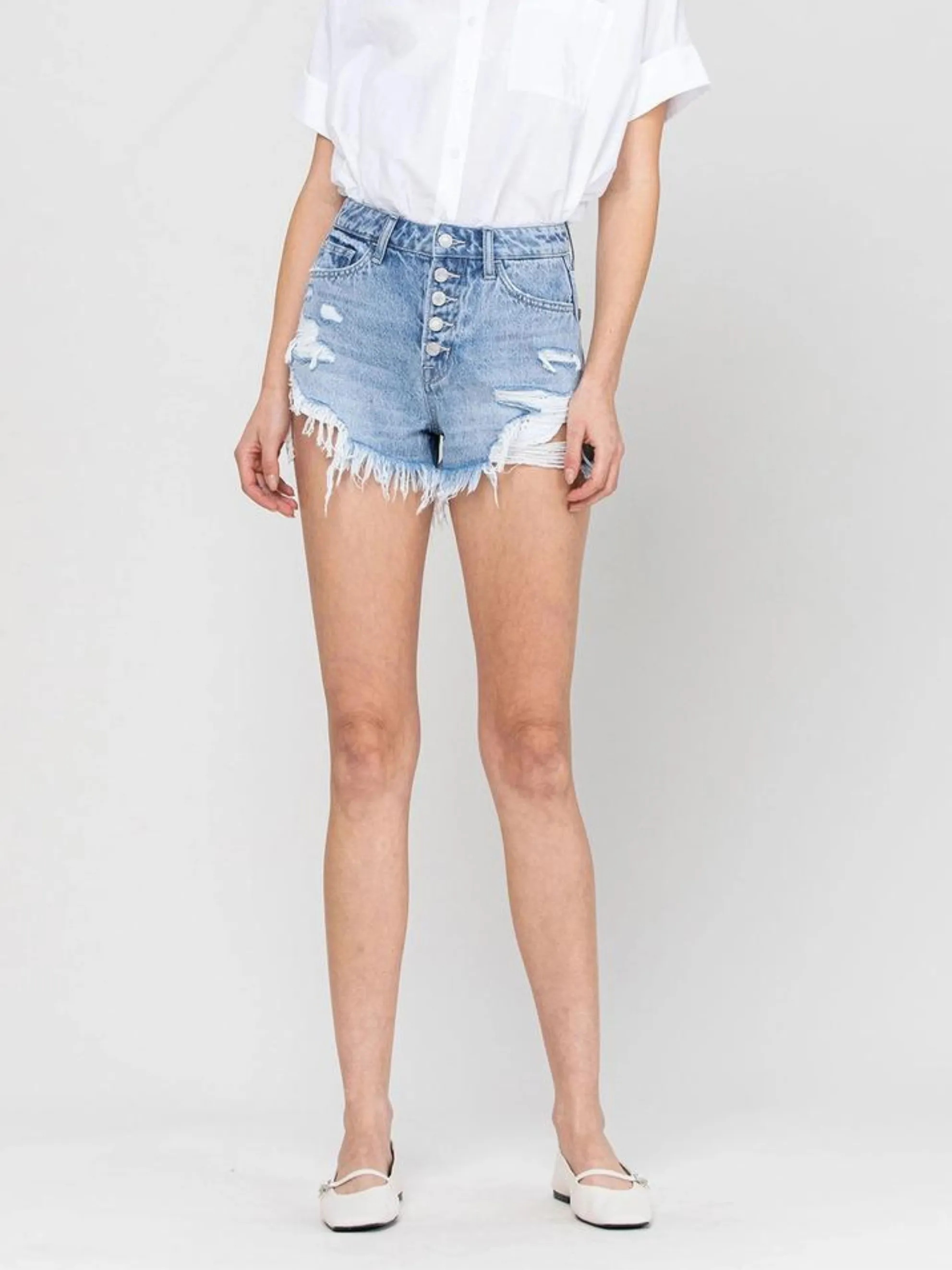 Isla High Rise Button Fly Jean Shorts
