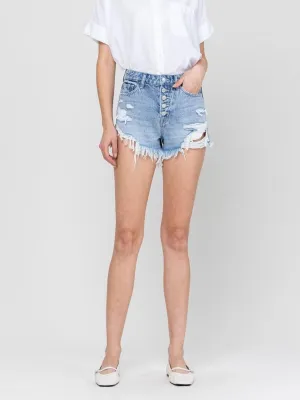 Isla High Rise Button Fly Jean Shorts