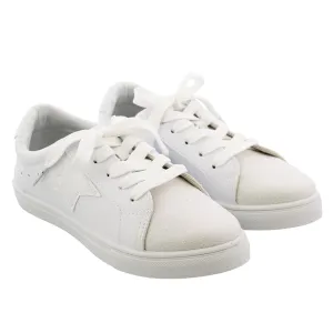 Kensie Girl Low Top Sneaker Casual Lace Up Shoes, White Stars
