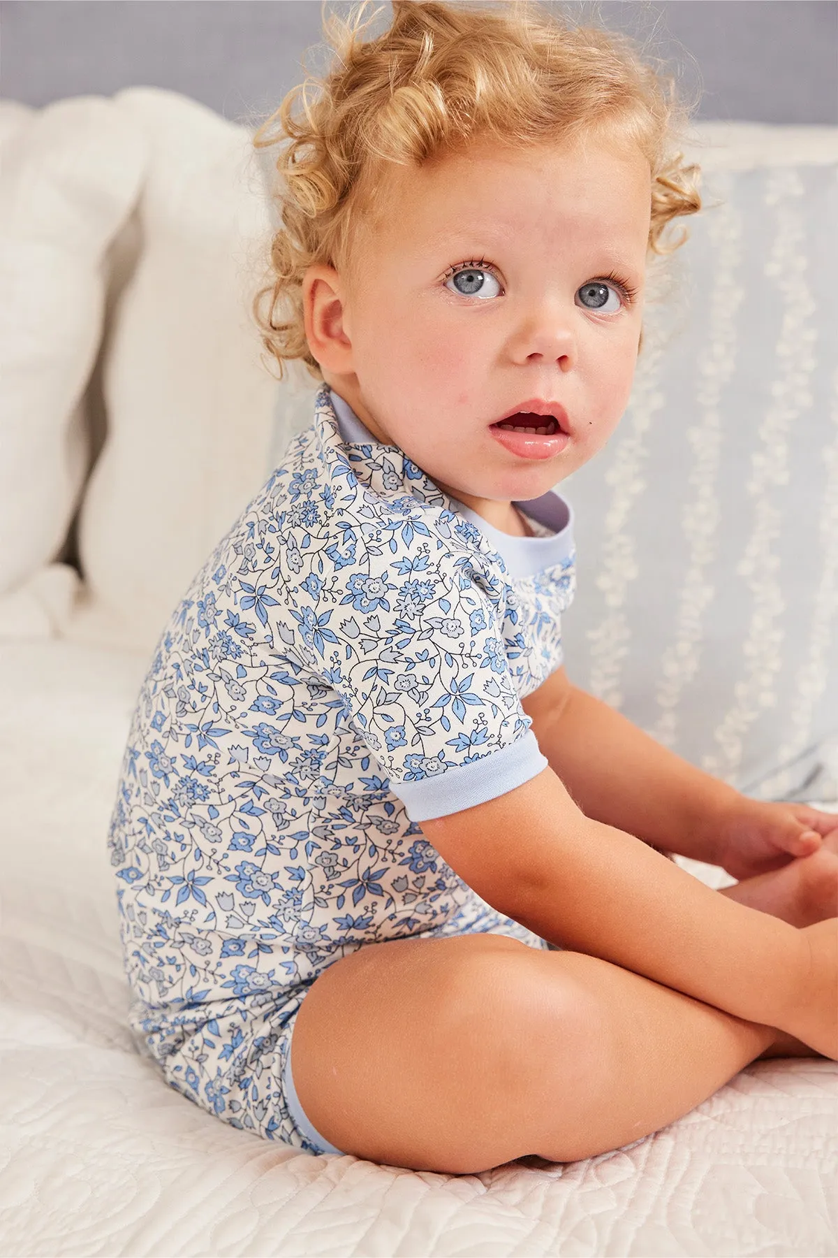Kids Shorts Set in Delft Blue Garden Floral
