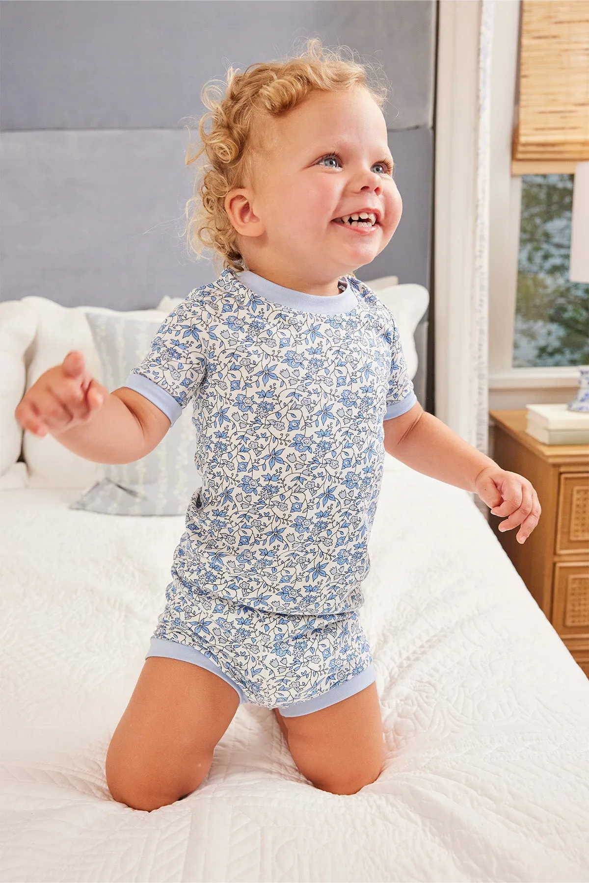 Kids Shorts Set in Delft Blue Garden Floral