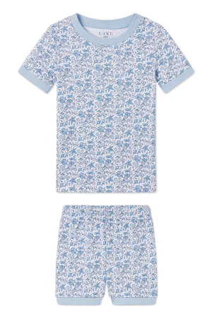 Kids Shorts Set in Delft Blue Garden Floral