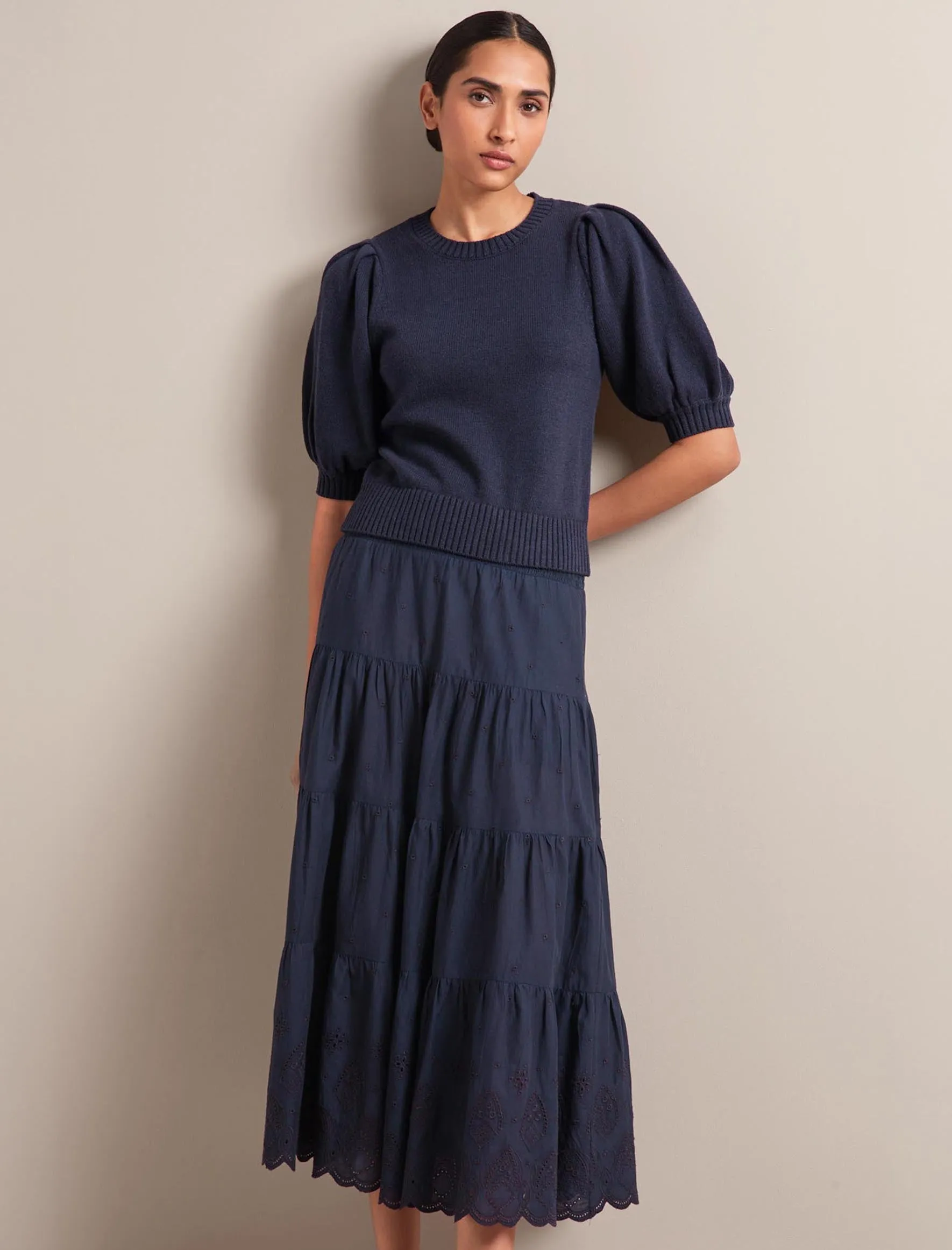 Kira Organic Cotton Skirt - Navy