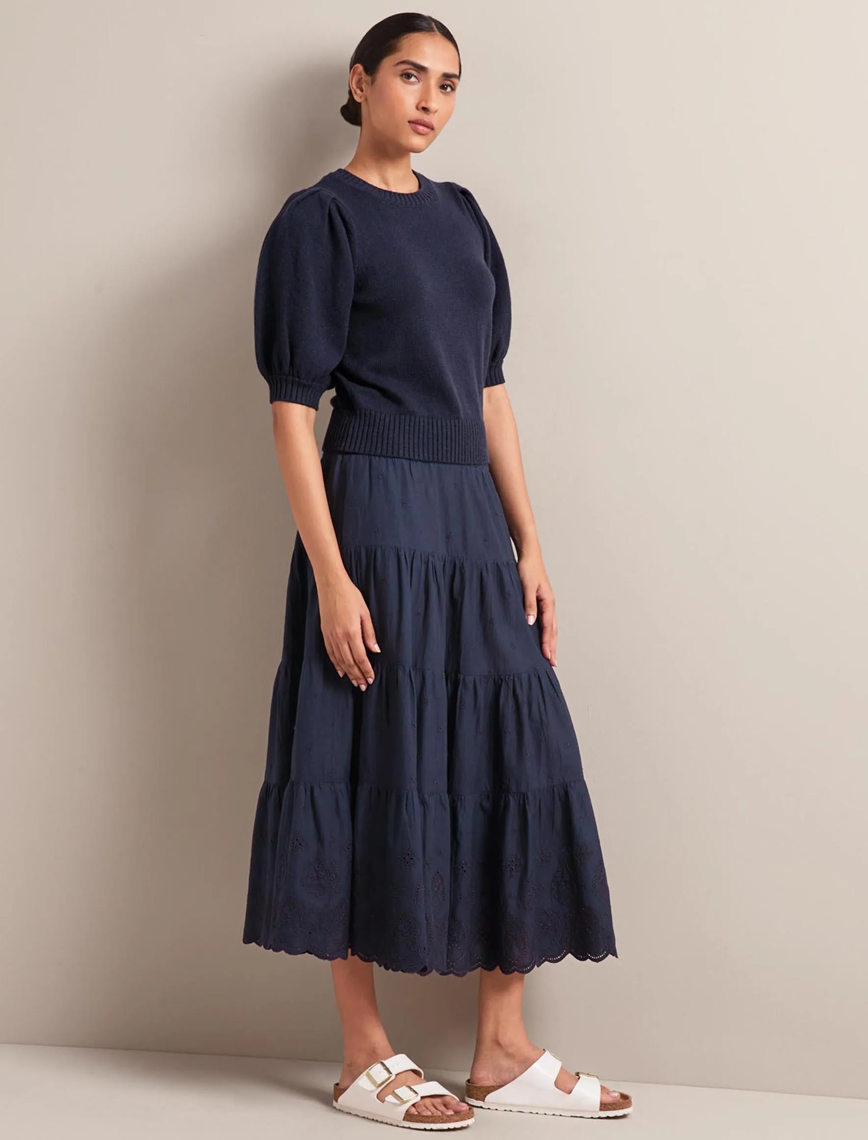 Kira Organic Cotton Skirt - Navy