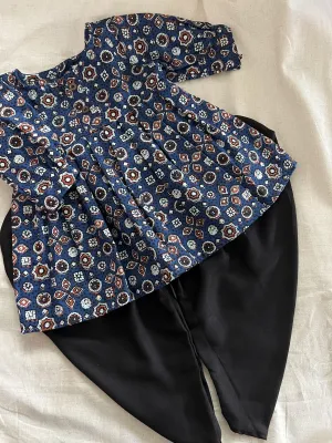 Klingaru Girl Dhoti Set - Blue Booti