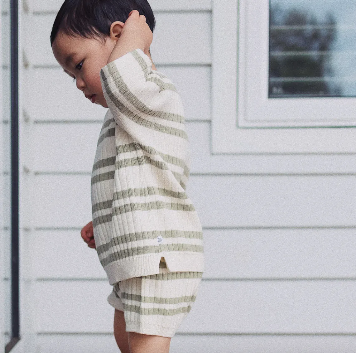 KYND Baby - Knit Rib Short (Sage Stripe)