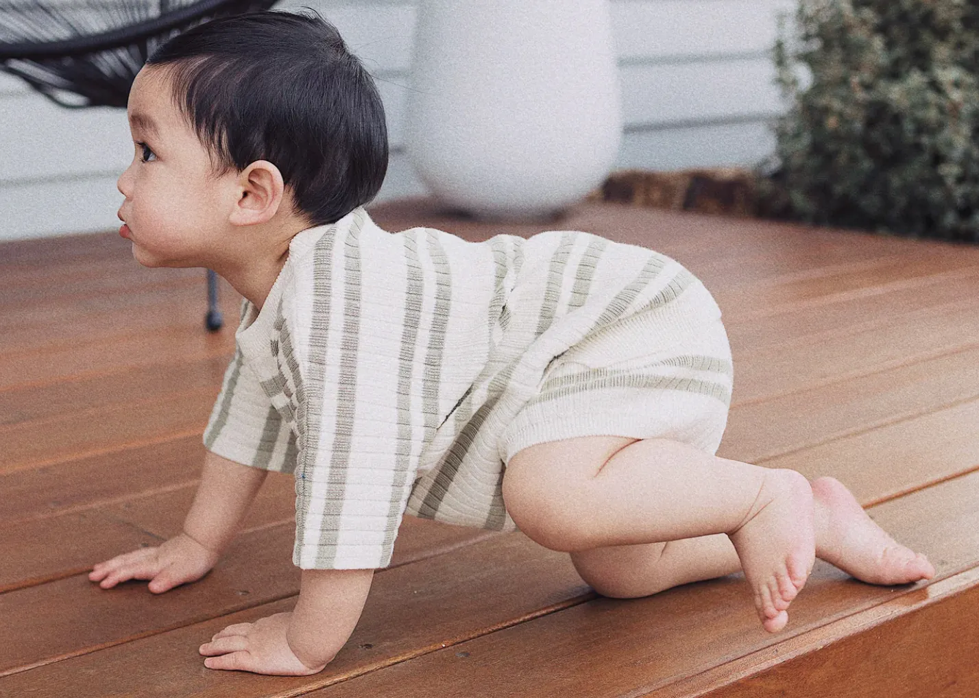 KYND Baby - Knit Rib Short (Sage Stripe)